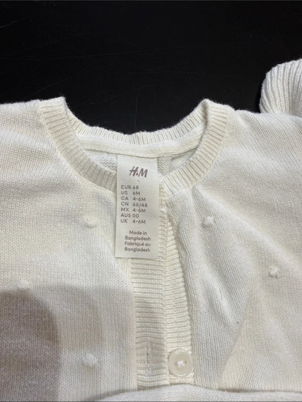 H&M Cream Knit Baby Romper with Dot Texture (6 months)